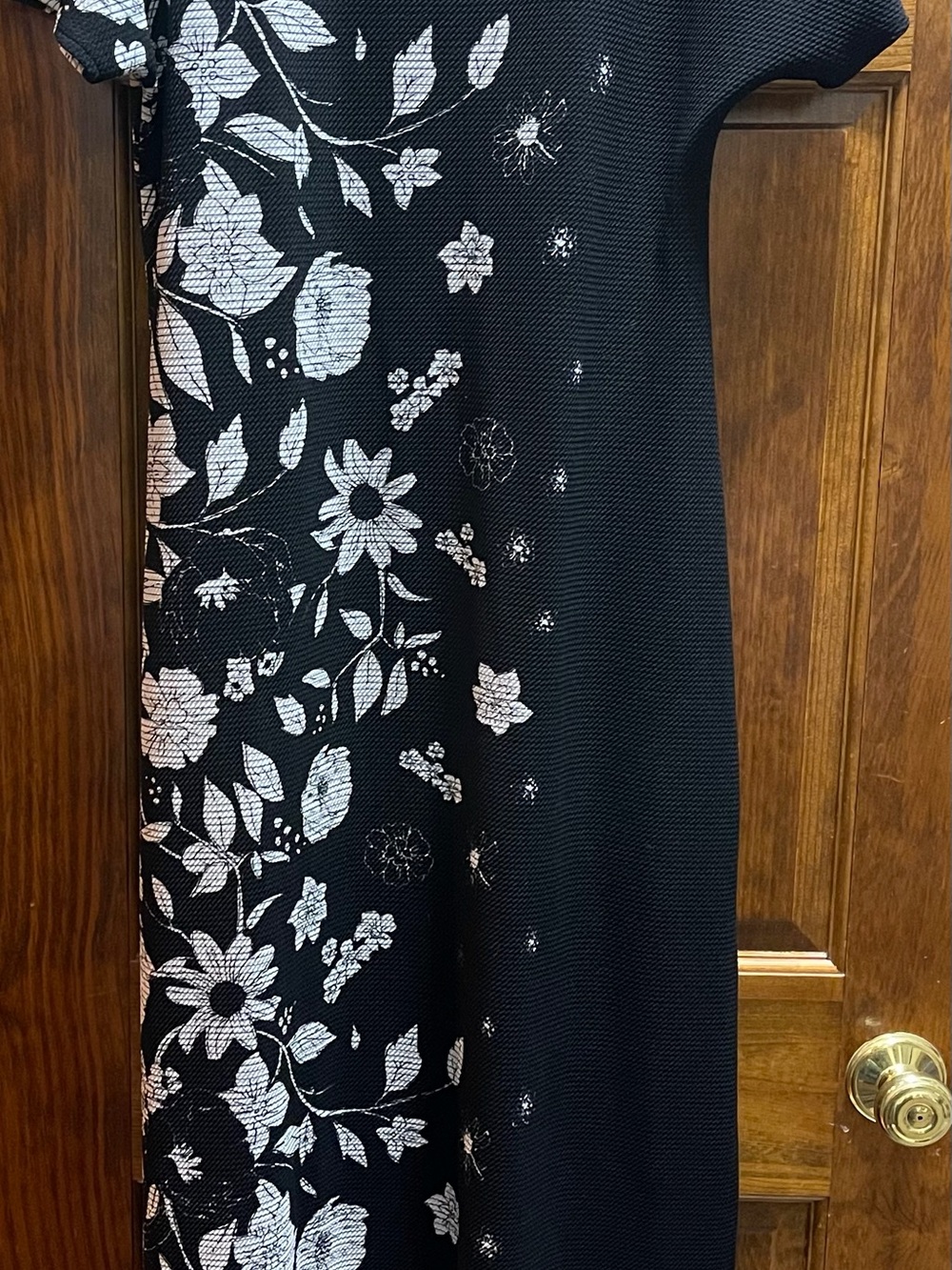 LuLaRoe Black Maxi Dress with White Floral Print